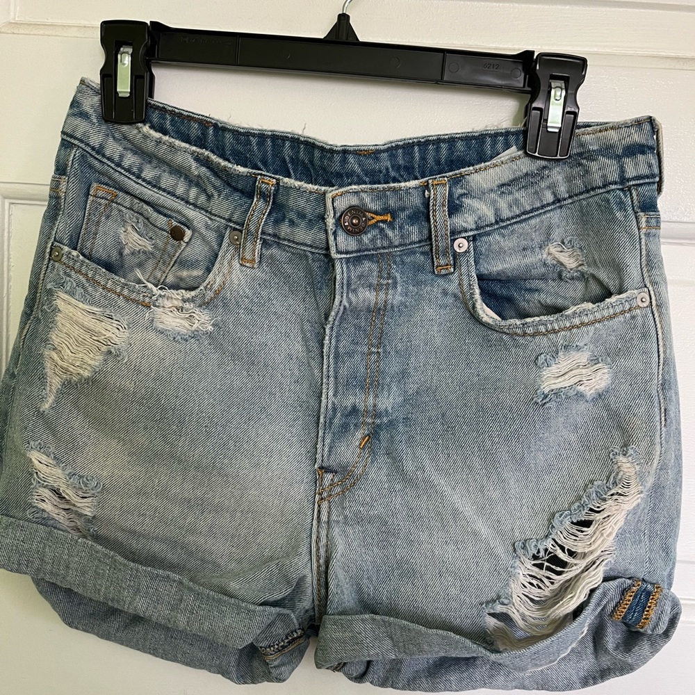 H&M Light Blue Distressed Denim Jean Shorts